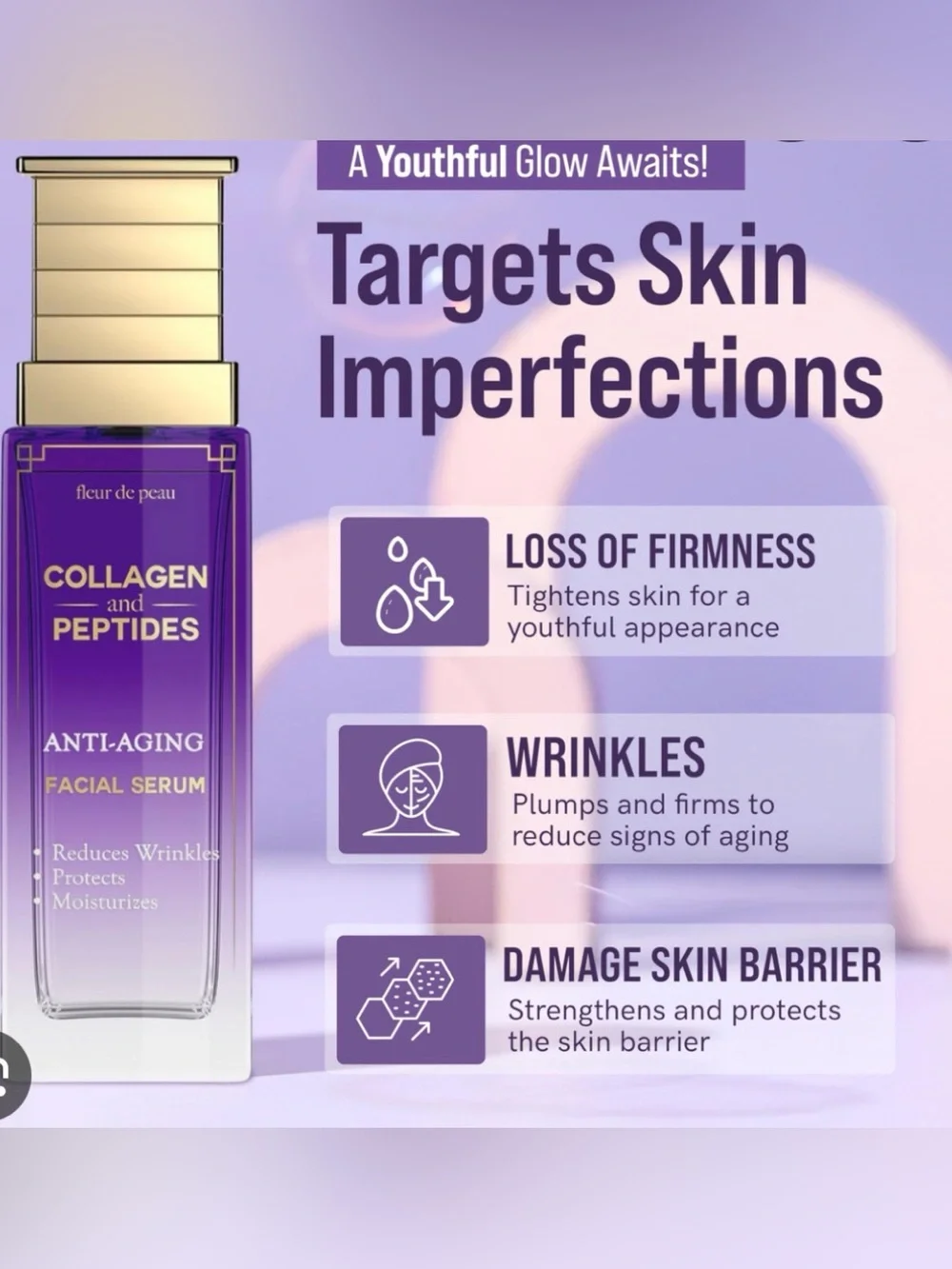Collagen & Peptides Anti-Aging Facial Serum — Purple